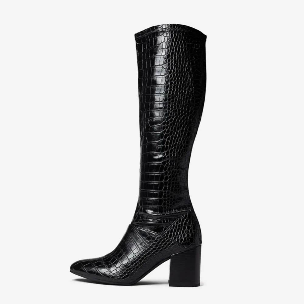 Franco Sarto Black Croc Boots